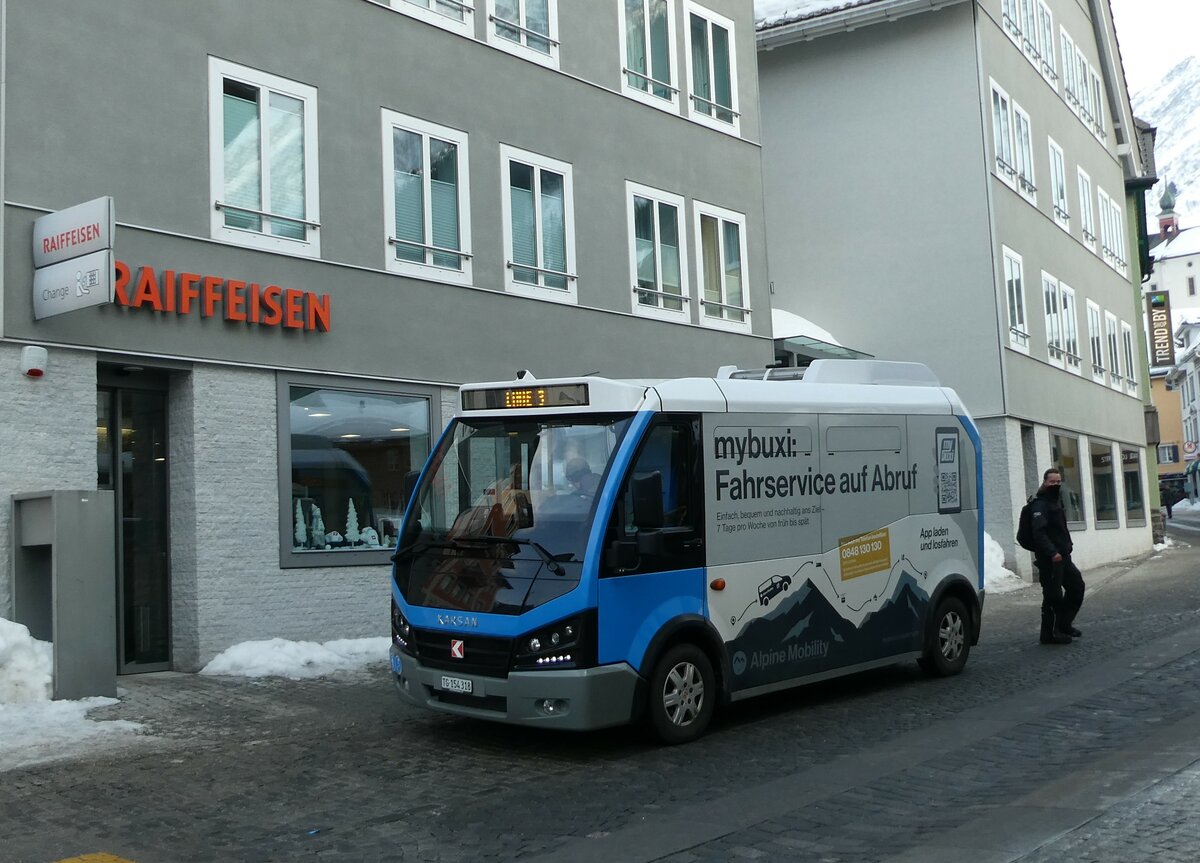 (233'819) - Thur-Taxi, Weinfelden - TG 154'318 - Karsan am 11. M�rz 2022 in Andermatt, Poststrasse (Einsatz Andermatt-Urserntal Tourismus)