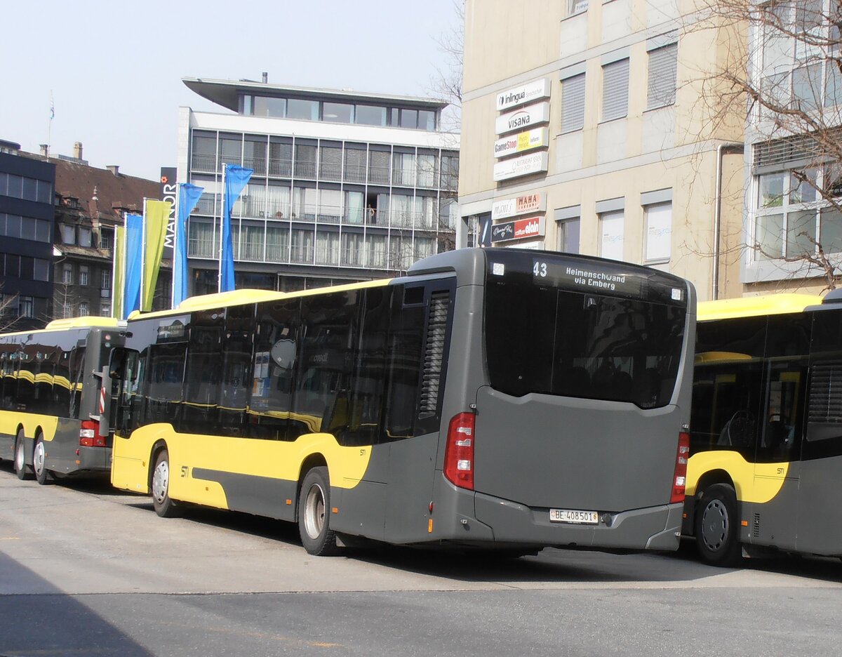 (233'828) - STI Thun - Nr. 501/BE 408'501 - Mercedes am 12. M�rz 2022 beim Bahnhof Thun 