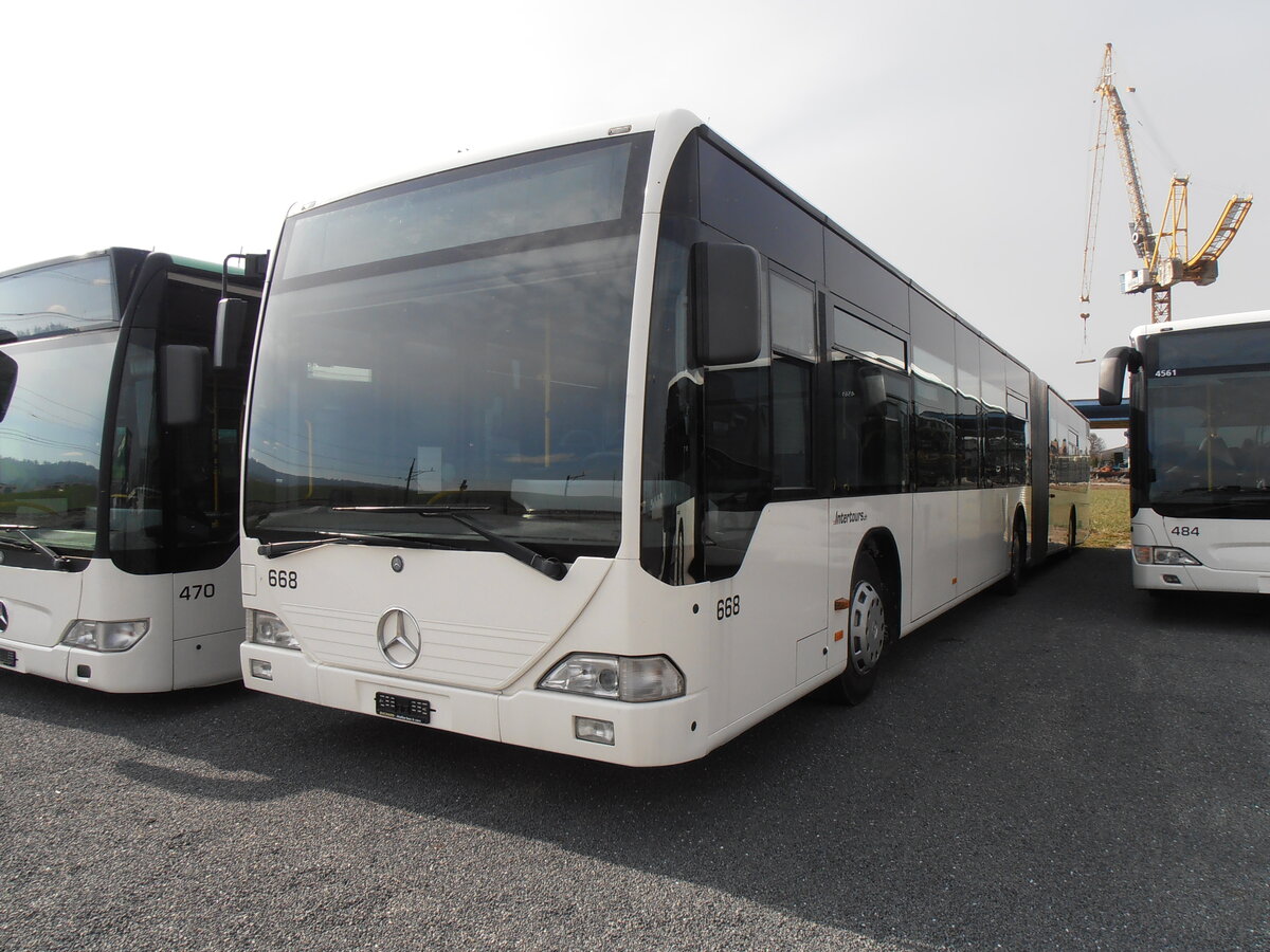 (233'885) - Intertours, Domdidier - Nr. 668 - Mercedes (ex Nr. 203; ex VZO Gr�ningen Nr. 53) am 13. M�rz 2022 in Domdidier, Garage