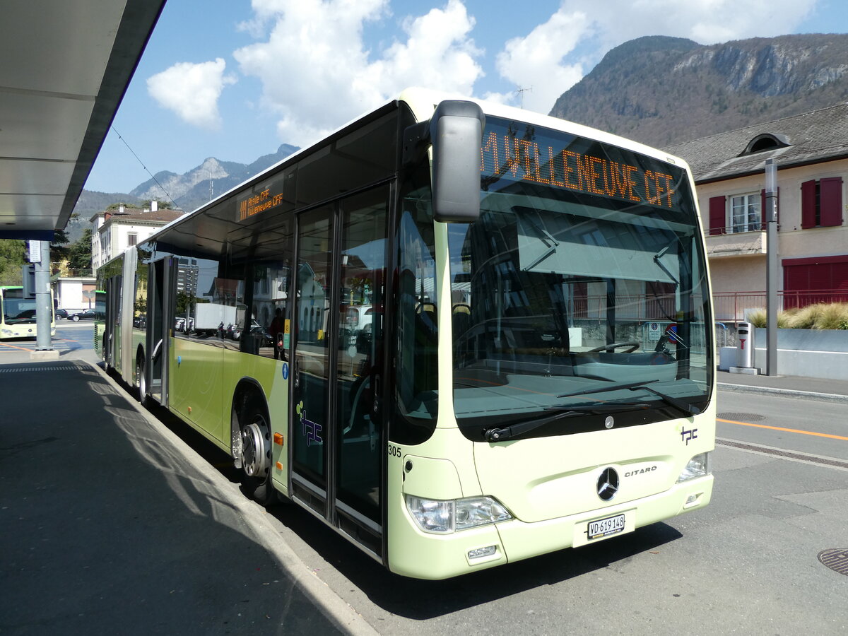 (234'579) - TPC Aigle - Nr. 305/VD 619'148 - Mercedes (ex H�rmann&S�hne, D-Hamburg) am 15. April 2022 beim Bahnhof Aigle