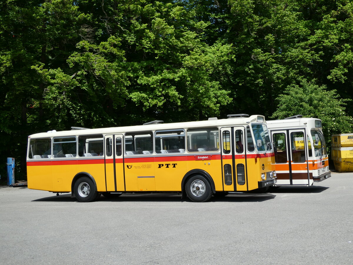 (235'632) - Gast, Reutigen - BE 113'160 - Saurer/T�scher (ex HPTrans, Thusis; ex Mauerhofer, Worb; ex Erni, Schupfart Nr. 3; ex P 24'636) am 15. Mai 2022 in Burgdorf, �kihof Ziegelgut