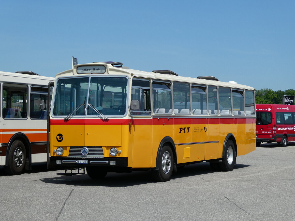 (235'671) - Gast, Reutigen - BE 113'160 - Saurer/T�scher (ex HPTrans, Thusis; ex Mauerhofer, Worb; ex Erni, Schupfart Nr. 3; ex P 24'636) am 15. Mai 2022 in Lyssach, Lorenz