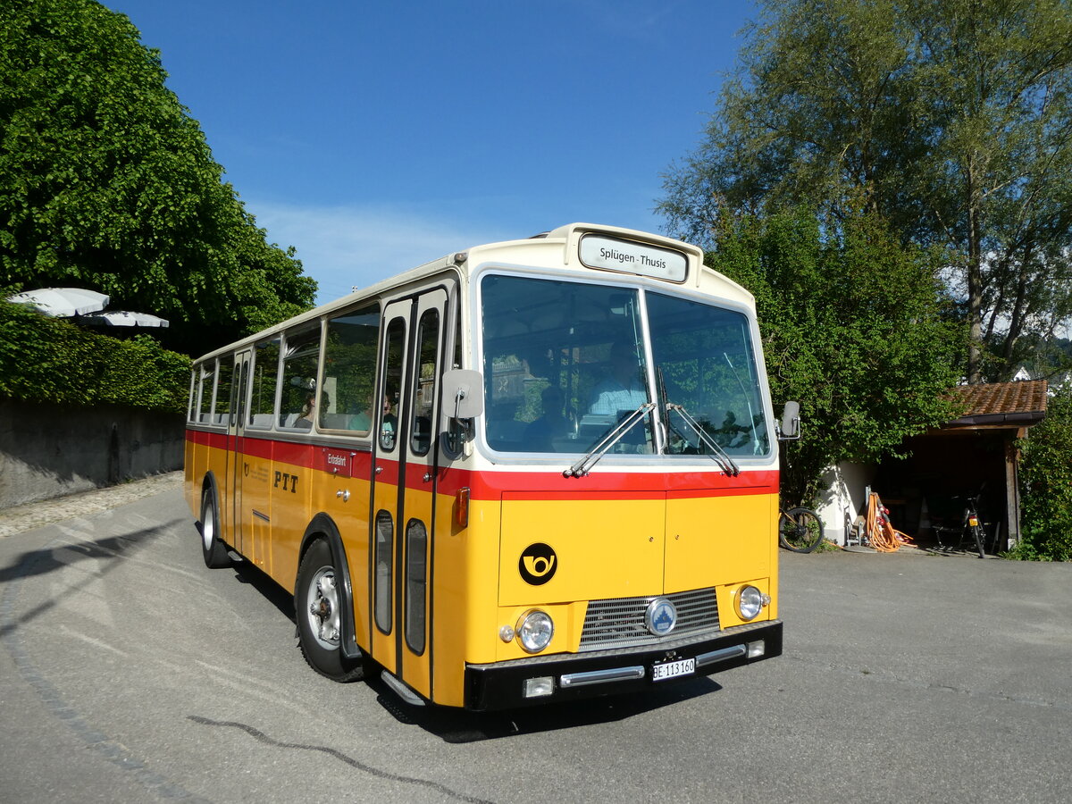 (235'722) - Gast, Reutigen - BE 113'160 - Saurer/T�scher (ex HPTrans, Thusis; ex Mauerhofer, Worb; ex Erni, Schupfart Nr. 3; ex P 24'636) am 15. Mai 2022 in Heimiswil, L�wen