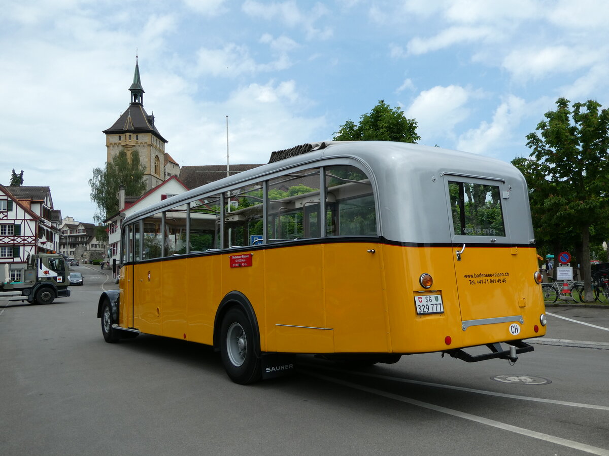 (236'077) - Baumgartner, Horn - Nr. 5/SG 329'777 - Saurer/T�scher (ex Stutz, Oberlunkhofen; ex Sutz, Oberlunkhofen Nr. 1; ex Dubs, Stallikon Nr. 1) am 21. Mai 2022 in Arbon, Arbon Classics