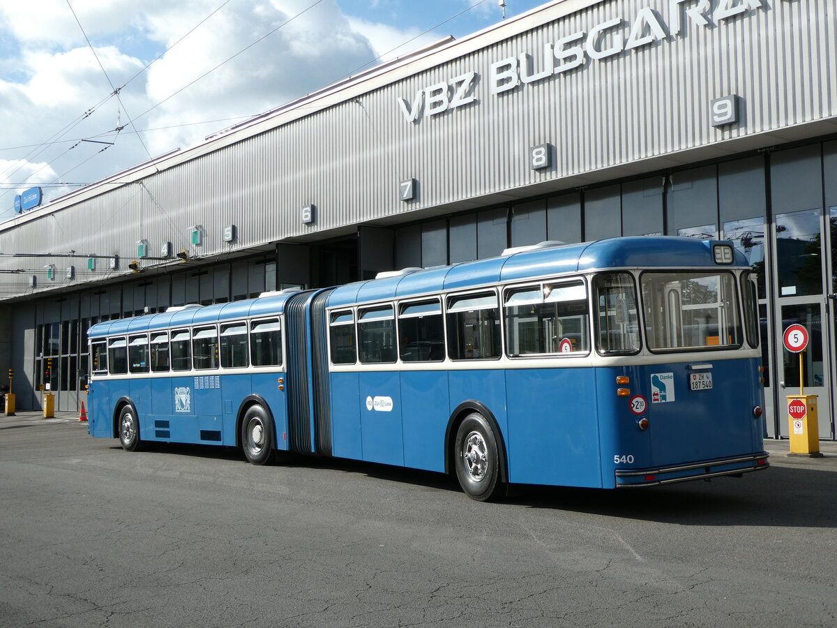 (236'369) - VBZ Z�rich (TMZ) - Nr. 540/ZH 187'540 - Saurer/Saurer (ex Nr. 7540; ex Nr. 540) am 28. Mai 2022 in Z�rich, Garage Hardau
