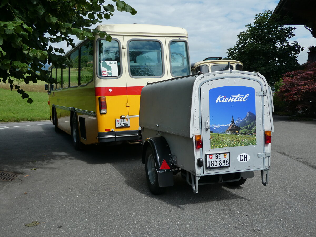 (237'561) - Schmid, Th�rishaus - BE 26'206 - Saurer/T�scher (ex P 24'244) am 26. Juni 2022 in Niederstocken, Gasthof zum Stockhorn