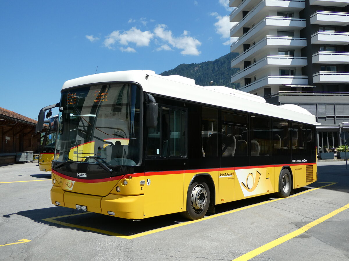 (237'800) - PostAuto Graub�nden - Nr. 8/GR 50'214 - Scania/Hess (ex Fontana, Ilanz Nr. 8) am 2. Juli 2022 beim Bahnhof Ilanz