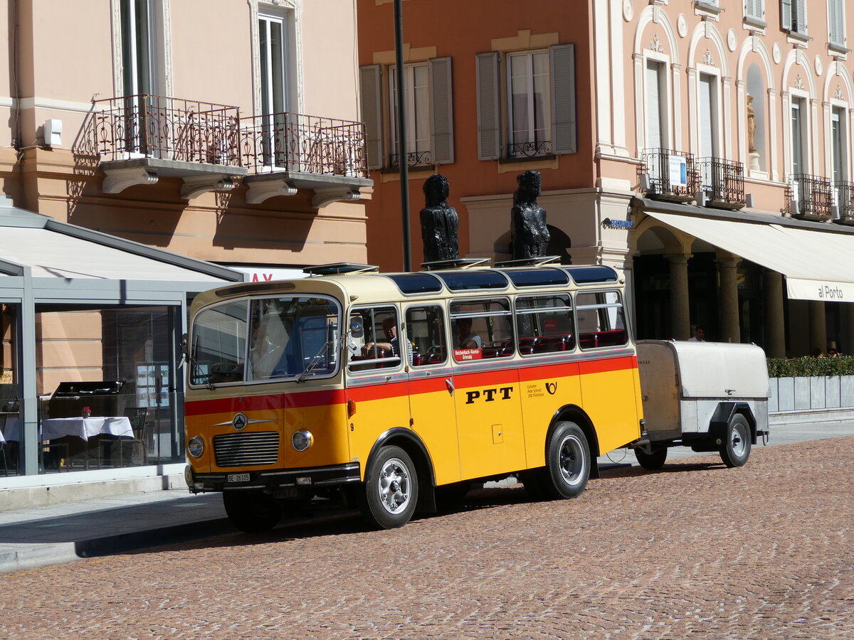 (237'946) - Schmid, Th�rishaus - Nr. 9/BE 26'105 - Saurer/R&J (ex Geiger, Adelboden Nr. 9) am 10. Juli 2022 beim Bahnhof Bellinzona  