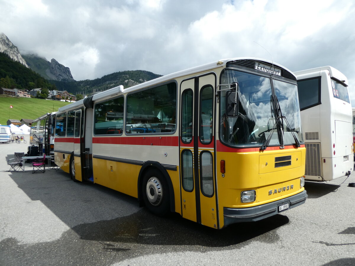 (239'158) - Pfluger, Unterkulm - AG 38'502 - Saurer/T�scher (ex R�llin, Regensdorf; ex P 24'272) am 20. August 2022 in Wildhaus, Munzenriet