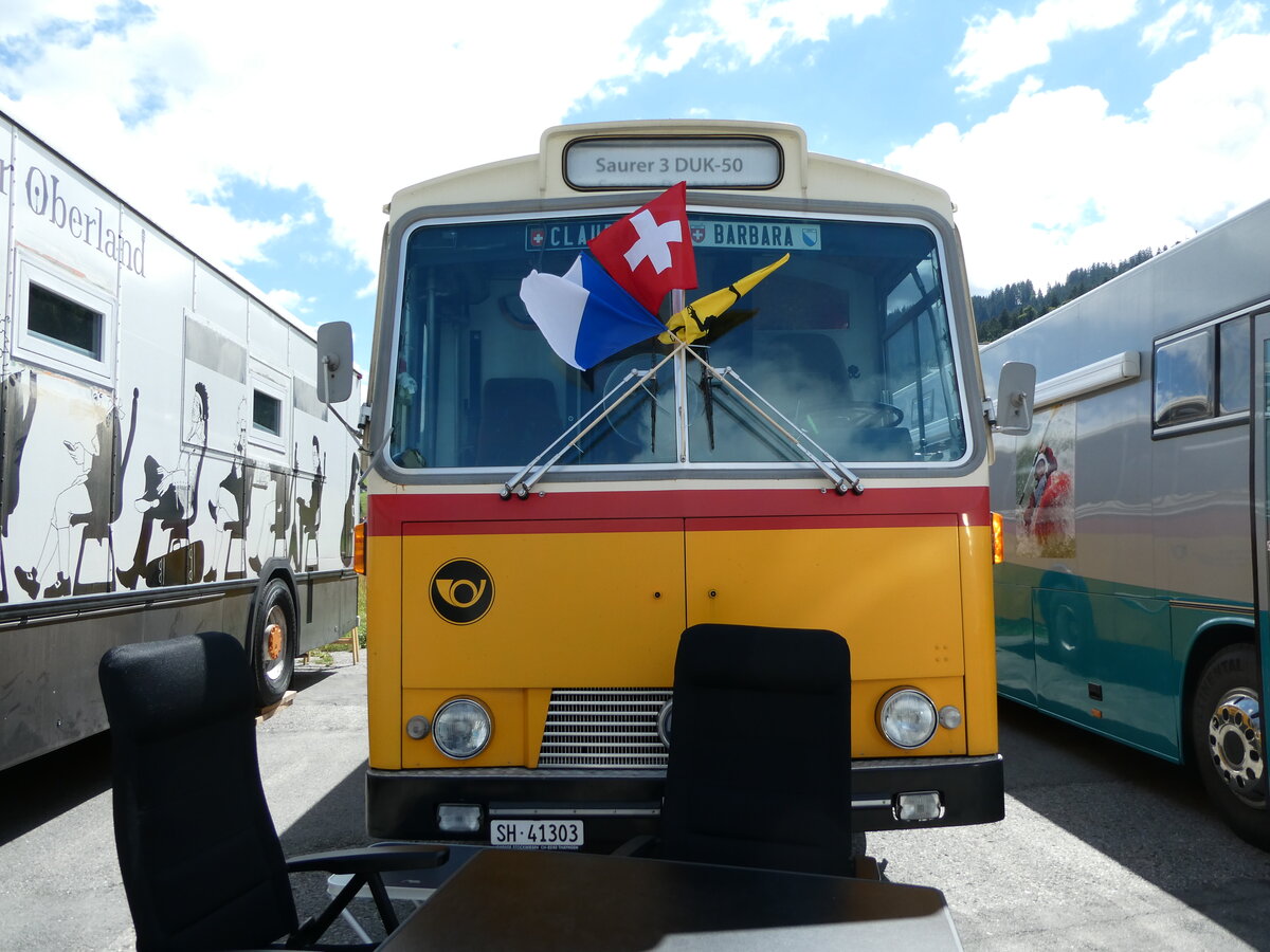 (239'183) - Simoncini, D�llikon - SH 41'303 - Saurer/T�scher (ex Lambach, Rieden; ex F�ssler, Winterthur; ex Steiger, Schlatt; ex P 24'647) am 20. August 2022 in Wildhaus, Munzenriet