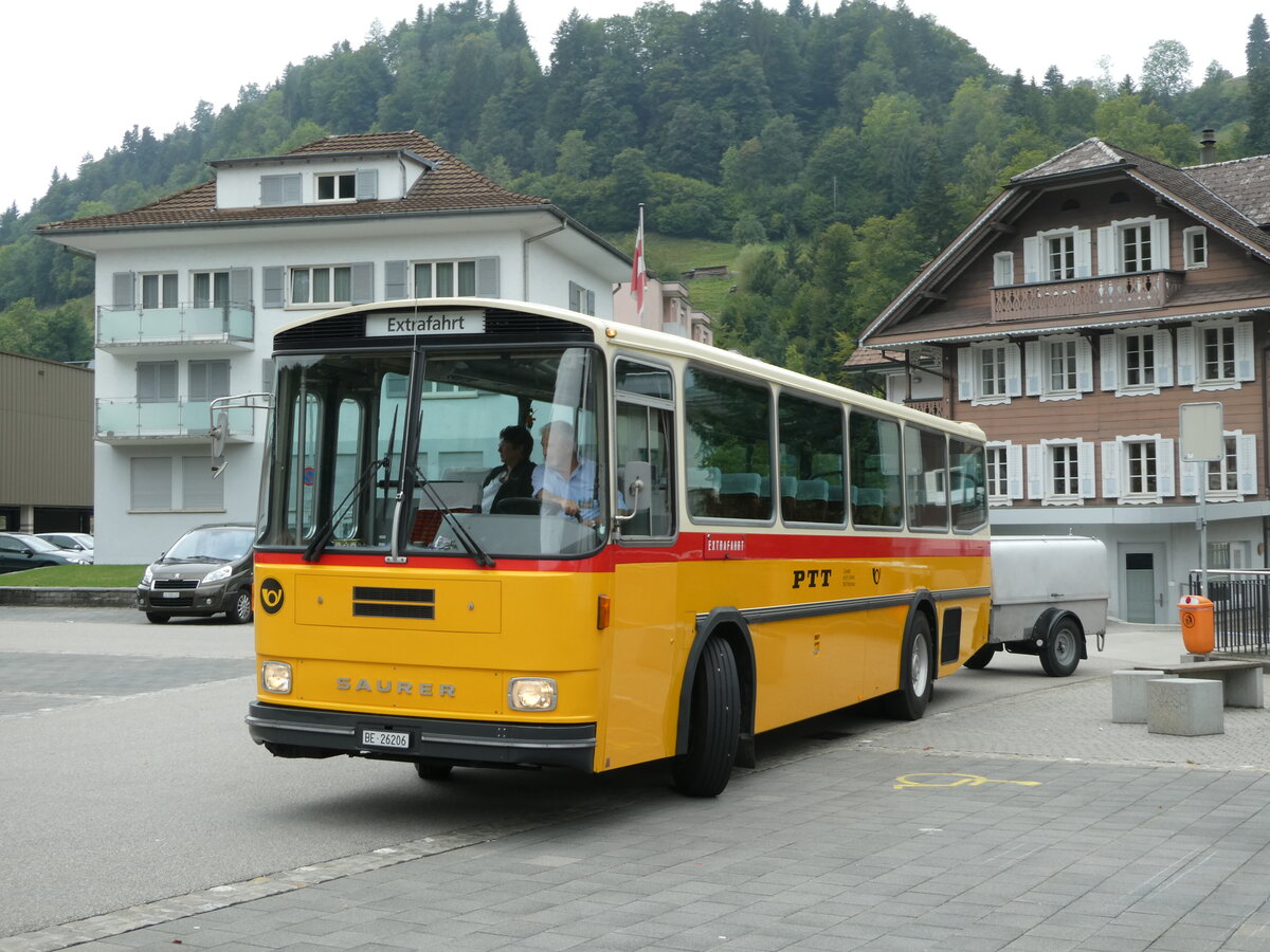(239'755) - Schmid, Th�rishaus - BE 26'206 - Saurer/T�scher (ex P 24'244) am 28. August 2022 in Wolhusen, Markt