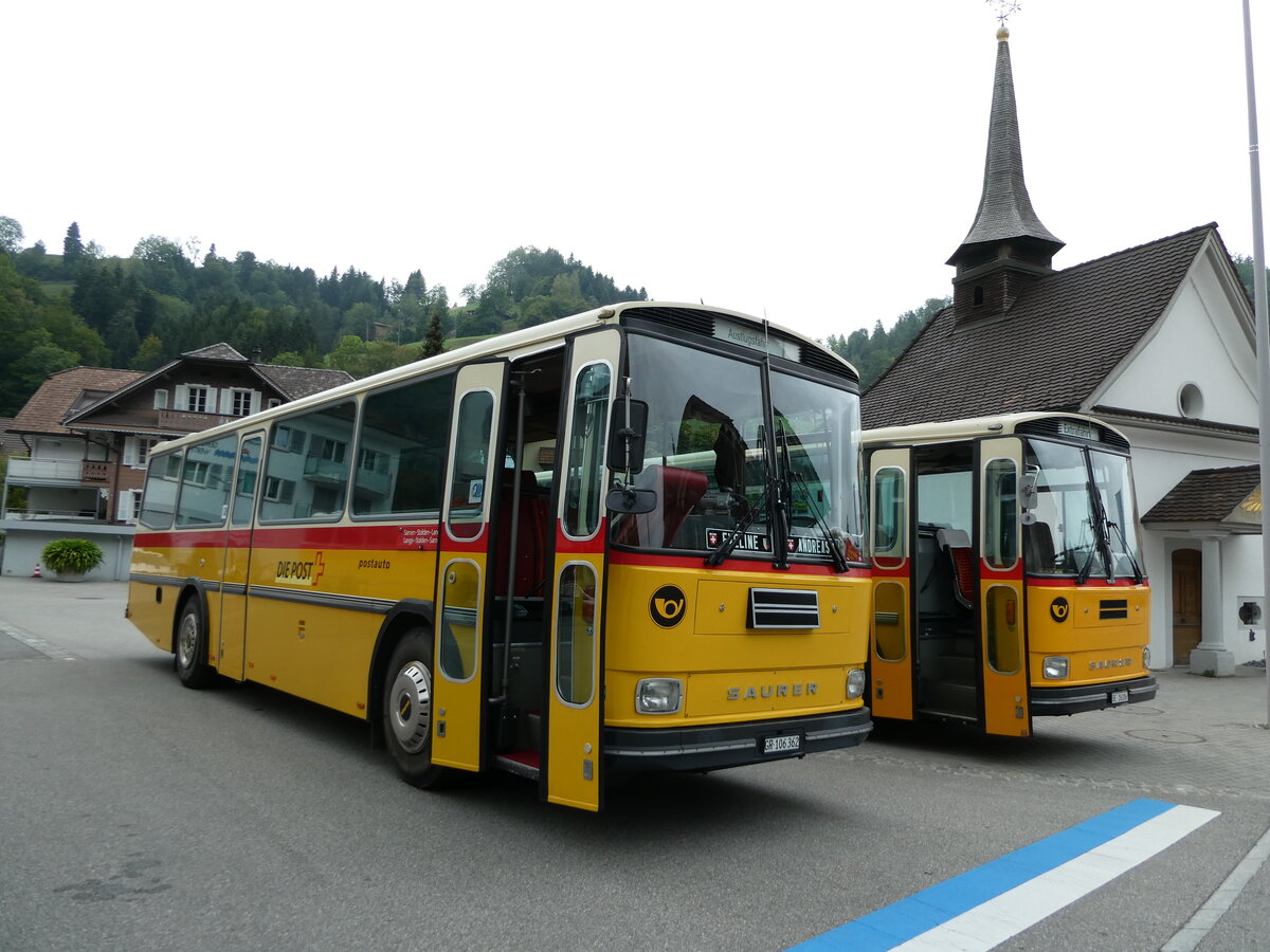 (239'769) - Ackermann, Landquart - GR 106'362 - Saurer/R&J (ex F�ssler, Unteriberg; ex Sch�rch, Gutenburg Nr. 6; ex P 24'358) am 28. August 2022 in Wolhusen, Markt