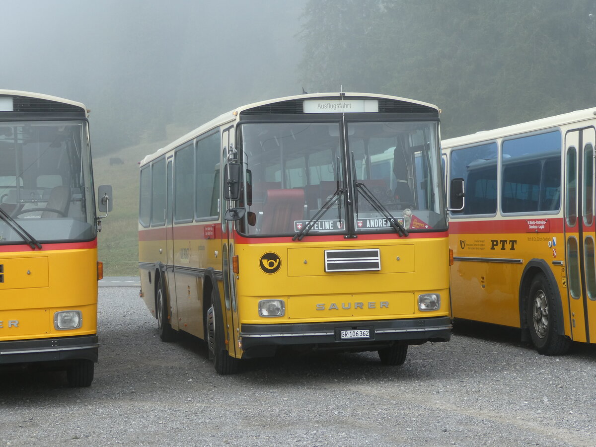 (239'775) - Ackermann, Landquart - GR 106'362 - Saurer/R&J (ex F�ssler, Unteriberg; ex Sch�rch, Gutenburg Nr. 6; ex P 24'358) am 28. August 2022 in Stalden, Langis