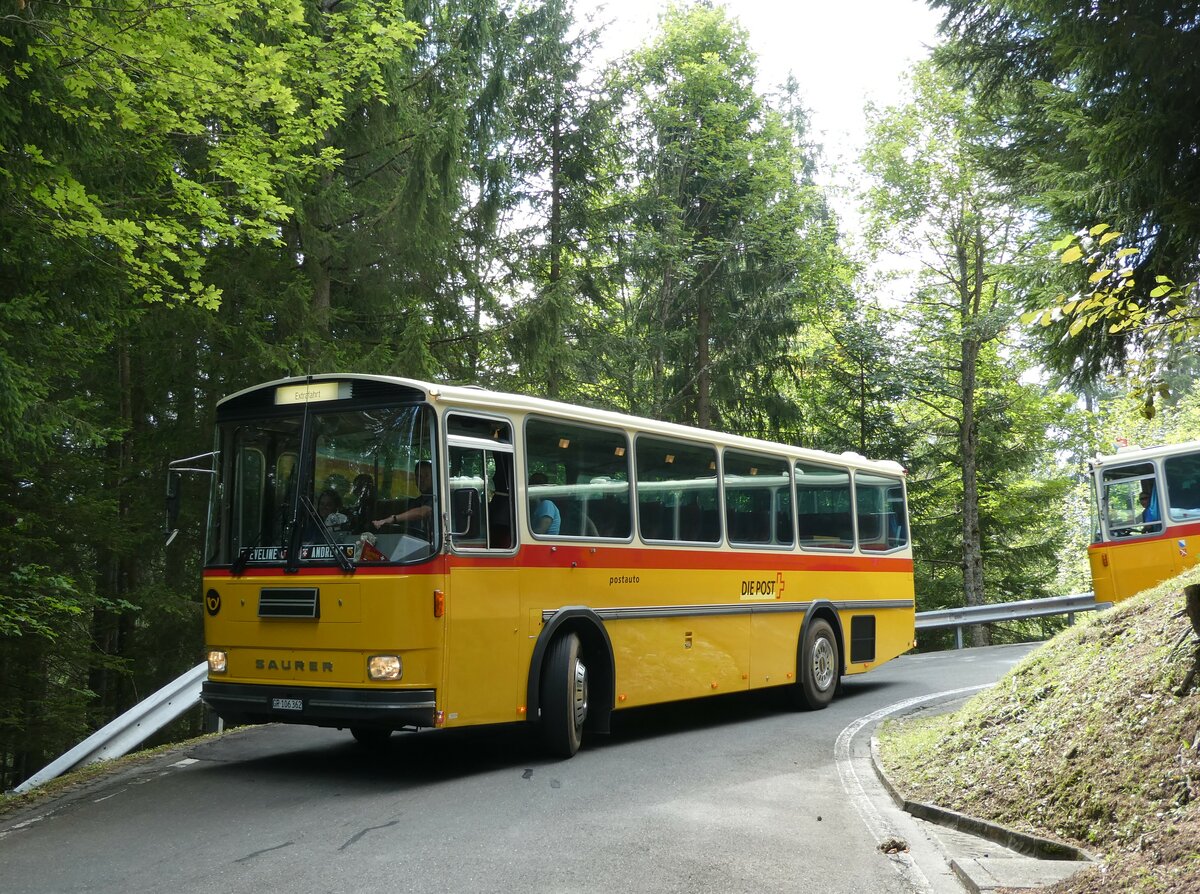 (239'844) - Ackermann, Landquart - GR 106'362 - Saurer/R&J (ex F�ssler, Unteriberg; ex Sch�rch, Gutenburg Nr. 6; ex P 24'358) am 28. August 2022 in Giswil, Emmenwald