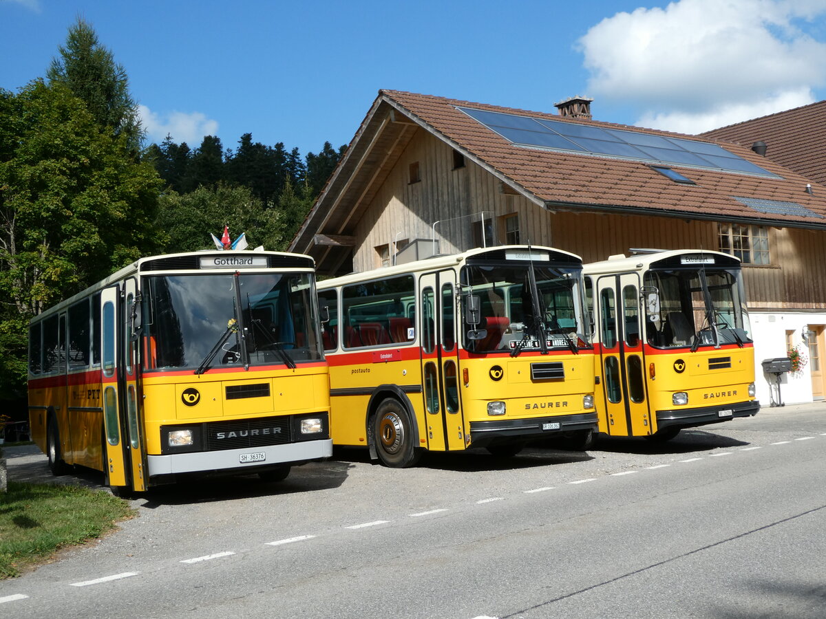 (239'878) - Roth, Z�rich - SH 36'376 - Saurer/T�scher (ex Looser, Elm; ex Mattli, Wassen) am 28. August 2022 in Schwarzenegg, Restaurant Kreuz