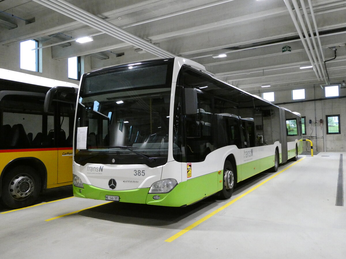 (240'376) - transN, La Chaux-de-Fonds - Nr. 385/NE 146'385 - Mercedes am 1. Oktober 2022 in La Chaux-de-Fonds, D�p�t