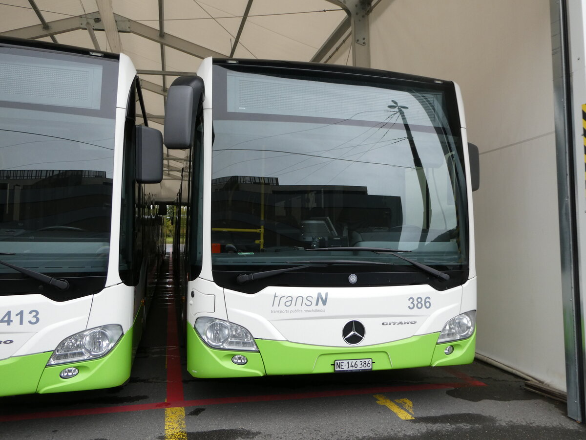 (240'410) - transN, La Chaux-de-Fonds - Nr. 386/NE 146'386 - Mercedes am 1. Oktober 2022 in La Chaux-de-Fonds, D�p�t