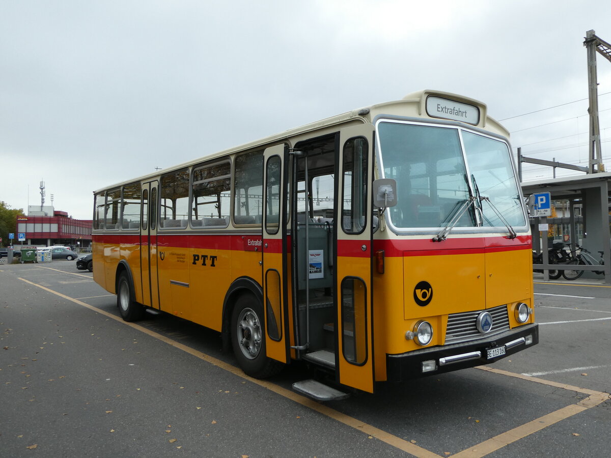 (240'729) - Gast, Reutigen - BE 113'160 - Saurer/T�scher (ex HPTrans, Thusis; ex Mauerhofer, Worb; ex Erni, Schupfart Nr. 3; ex P 24'636) am 9. Oktober 2022 in Thun, CarTerminal