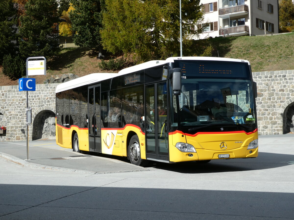 (241'089) - PostAuto Graub�nden - GR 177'316 - Mercedes am 12. Oktober 2022 beim Bahnhof St. Moritz