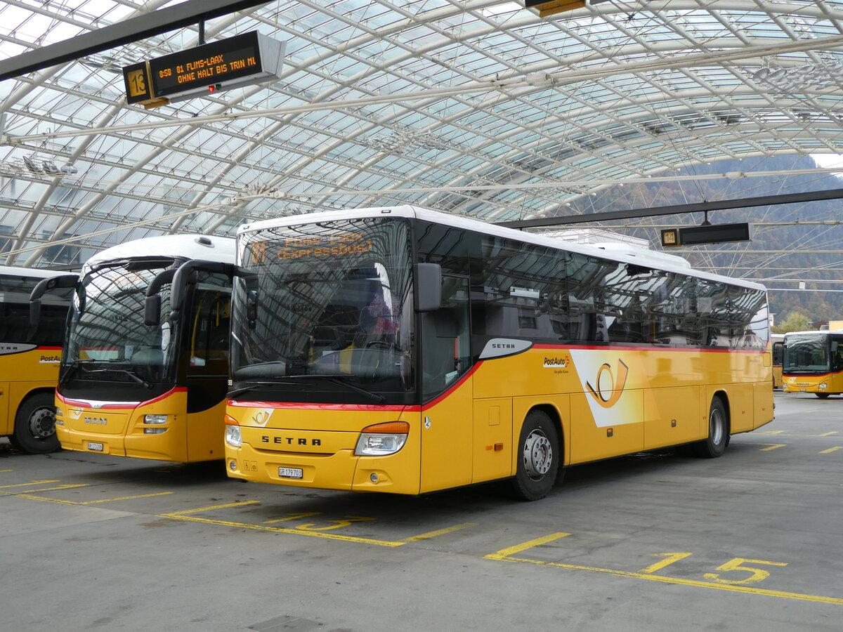 (241'285) - PostAuto Graub�nden - GR 179'703 - Setra am 14. Oktober 2022 in Chur, Postautostation