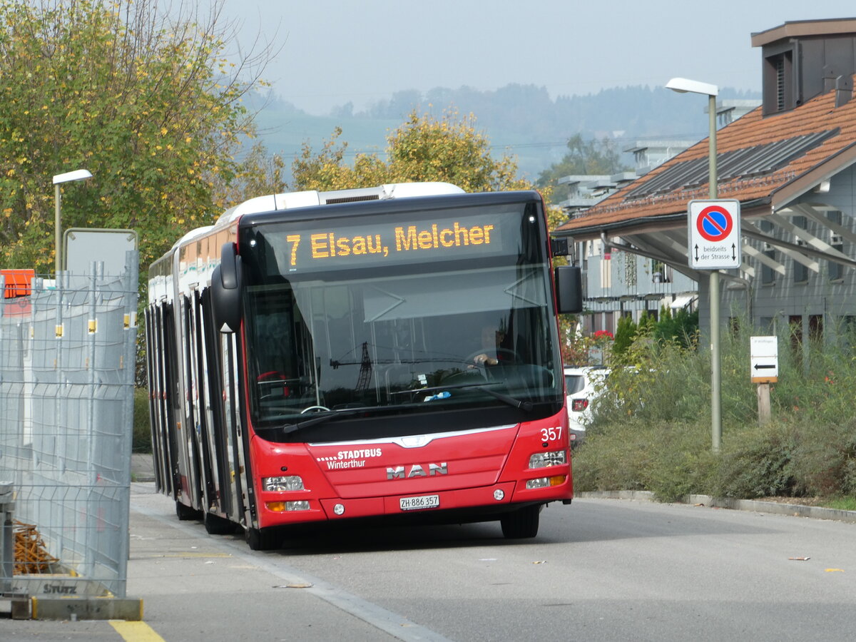 (241'626) - SW Winterthur - Nr. 357/ZH 886'357 - MAN am 20. Oktober 2022 beim Bahnhof Winterthur, W�lflingen