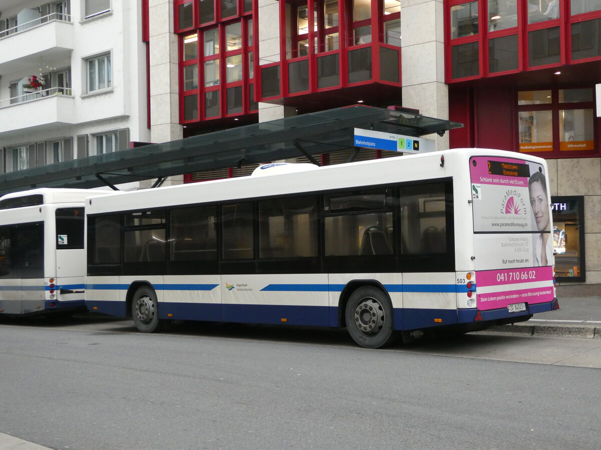 (243'522) - ZVB Zug - Nr. 503/ZG 84'503 - Lanz+Marti/Hess Personenanh�nger am 7. Dezember 2022 beim Bahnhof Zug