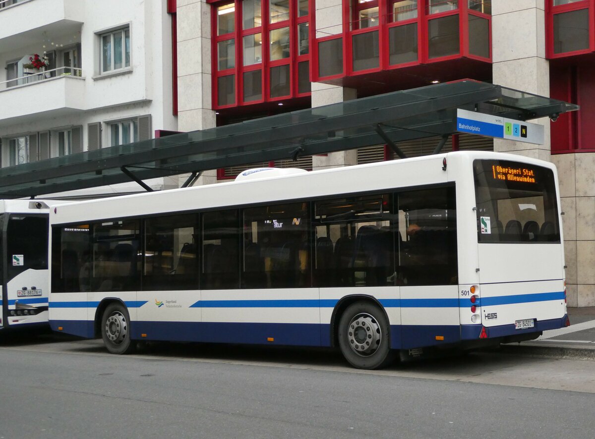 (243'527) - ZVB Zug - Nr. 501/ZG 84'501 - Lanz+Marti/Hess Personenanh�nger am 7. Dezember 2022 beim Bahnhof Zug