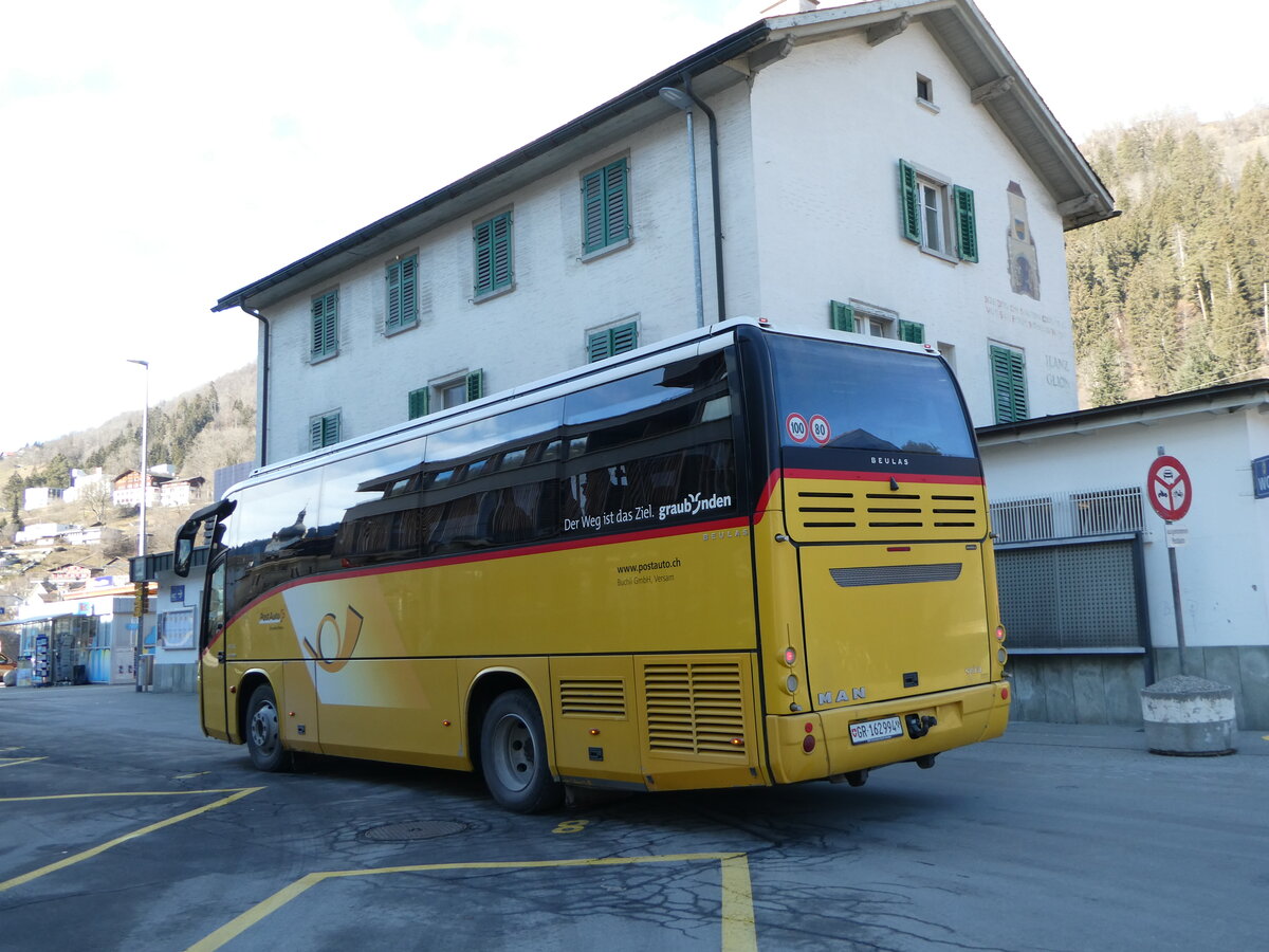 (245'132) - PostAuto Graub�nden - Nr. 52/GR 162'994/PID 5635 - MAN/Beulas (ex Buchli, Versam) am 18. Januar 2023 beim Bahnhof Ilanz