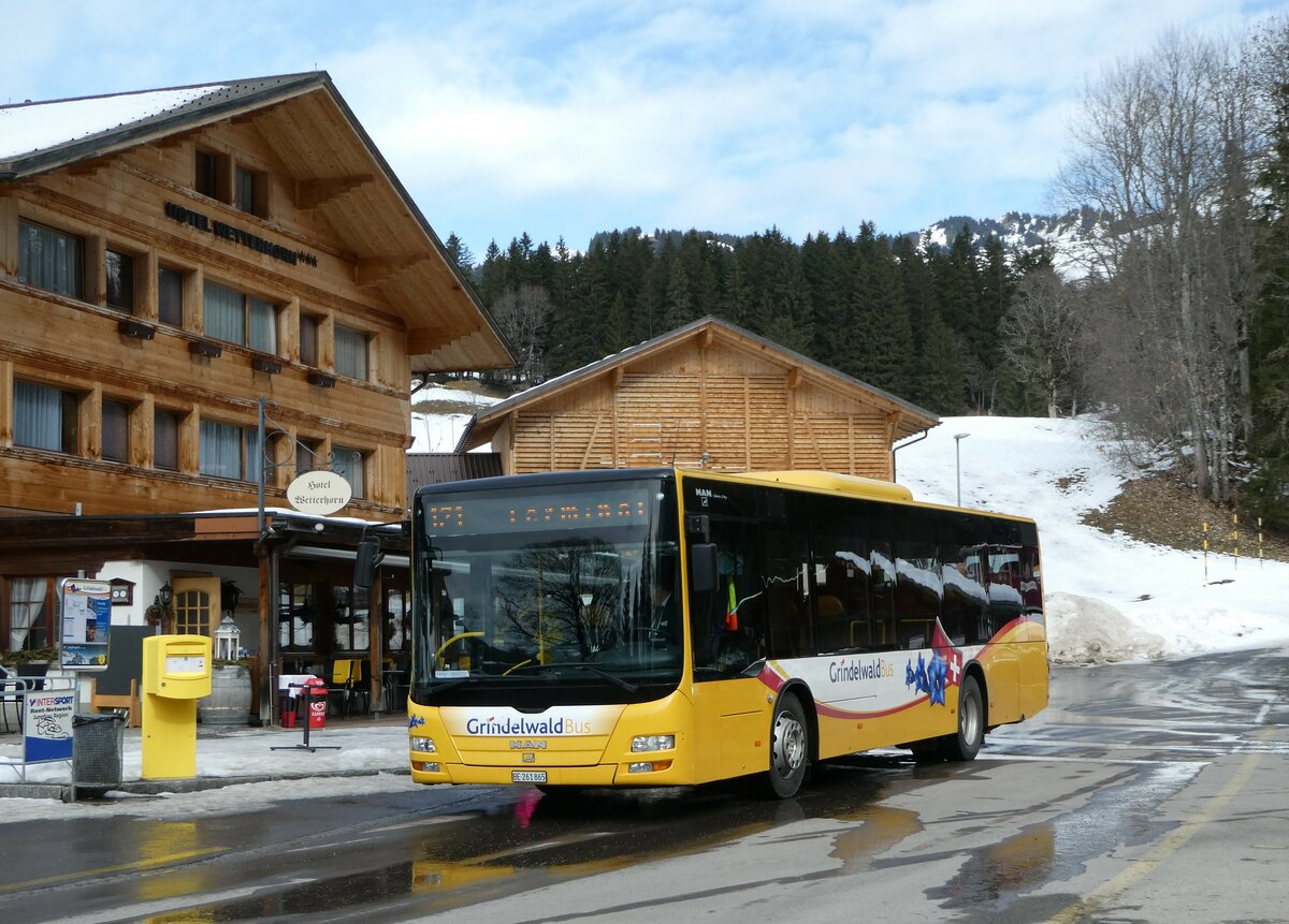 (246'253) - Grindelwaldbus, Grindelwald - Nr. 11/BE 261'865 - MAN/G�ppel am 17. Februar 2023 in Grindelwald, Oberer Gletscher
