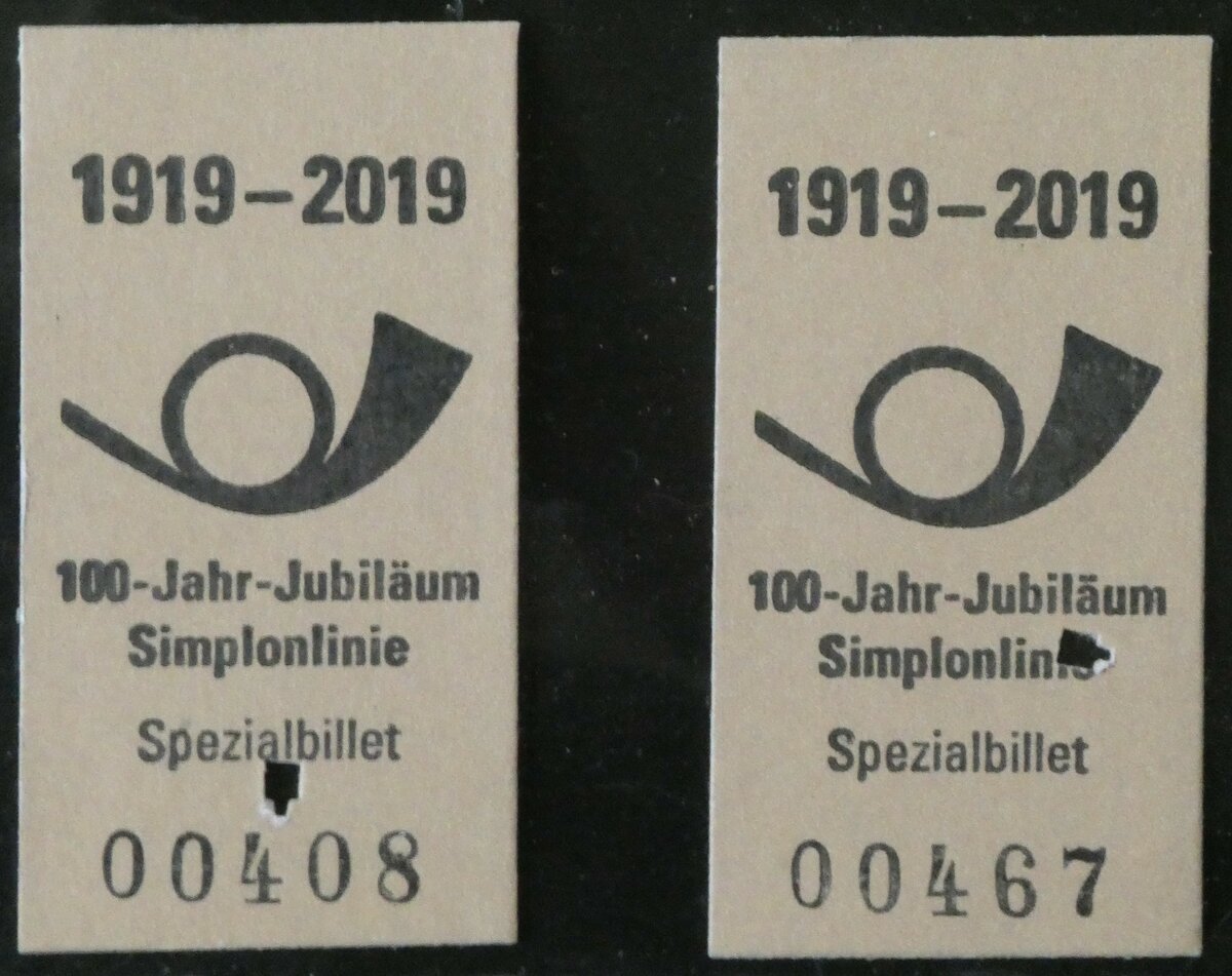 (246'649) - Spezialbillette zum 100-Jahr-Jubil�um Simplonlinie am 26. Februar 2023 in Thun