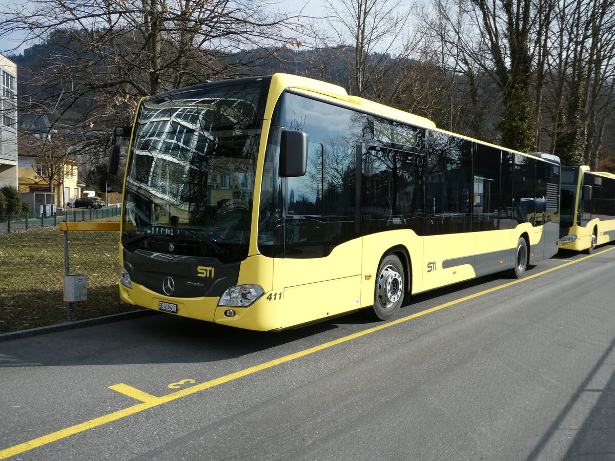 (246'762) - STI Thun - Nr. 411/BE 419'411 - Mercedes am 28. Februar 2023 bei der Schiffl�ndte Thun