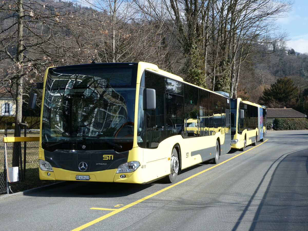(246'765) - STI Thun - Nr. 411/BE 419'411 - Mercedes am 28. Februar 2023 bei der Schiffl�ndte Thun