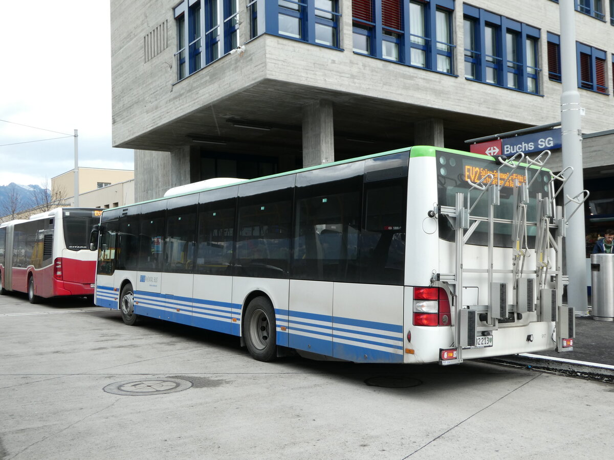 (247'023) - RTB Altst�tten - Nr. 917/SG 482'213 - MAN (ex PostBus/A BD 15'355) am 9. M�rz 2023 beim Bahnhof Buchs