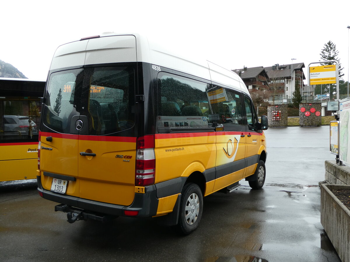 (247'121) - TSB Seelisberg - UR 1303/PID 4836 - Mercedes (ex Schnider, Sch�pfheim) am 10. M�rz 2023 beim Bahnhof Seelisberg