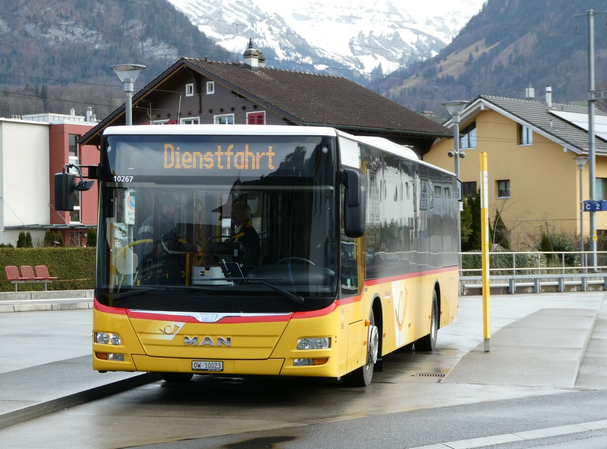 (247'135) - PostAuto Zentralschweiz - Nr. 505/OW 10'023/PID 10'267 - MAN (ex Nr. 4; ex Dillier, Sarnen Nr. 4) am 10. M�rz 2023 beim Bahnhof Sarnen