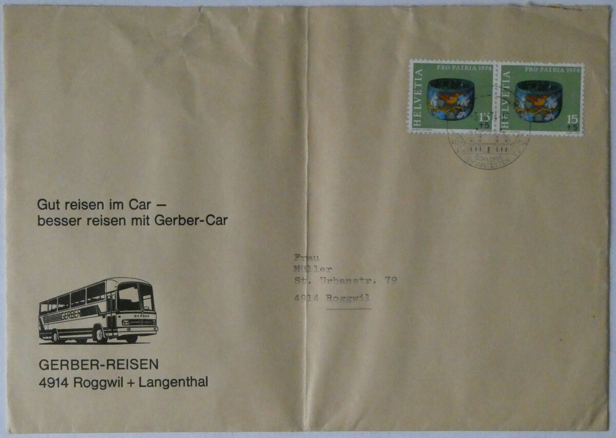 (247'158) - Gerber-Briefumschlag vom 5. Juni 1974 am 12. M�rz 2023 in Thun