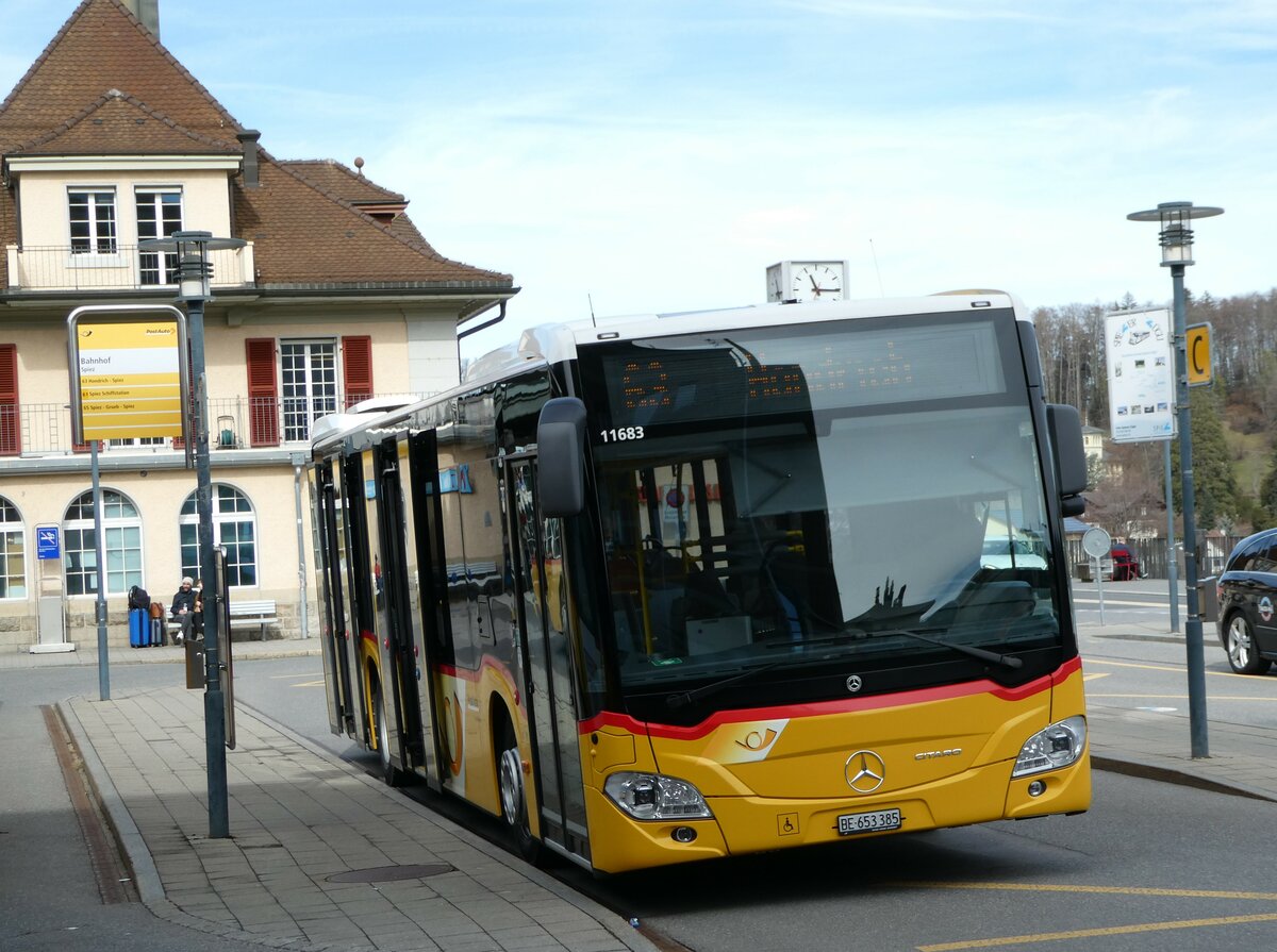 (247'169) - PostAuto BErn - BE 653'385/PID 11'683 - Mercedes am 13. M�rz 2023 beim Bahnhof Spiez