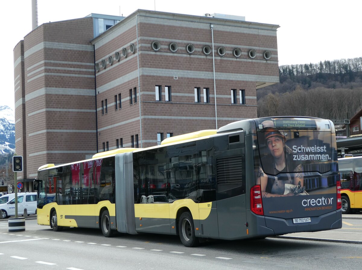 (247'170) - STI Thun - Nr. 167/BE 752'167 - Mercedes am 13. M�rz 2023 beim Bahnhof Spiez