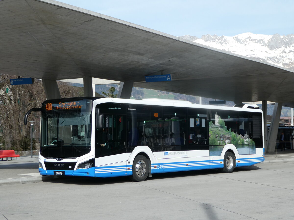 (247'305) - BSW Sargans - Nr. 349/SG 297'519 - MAN am 17. M�rz 2023 beim Bahnhof Buchs