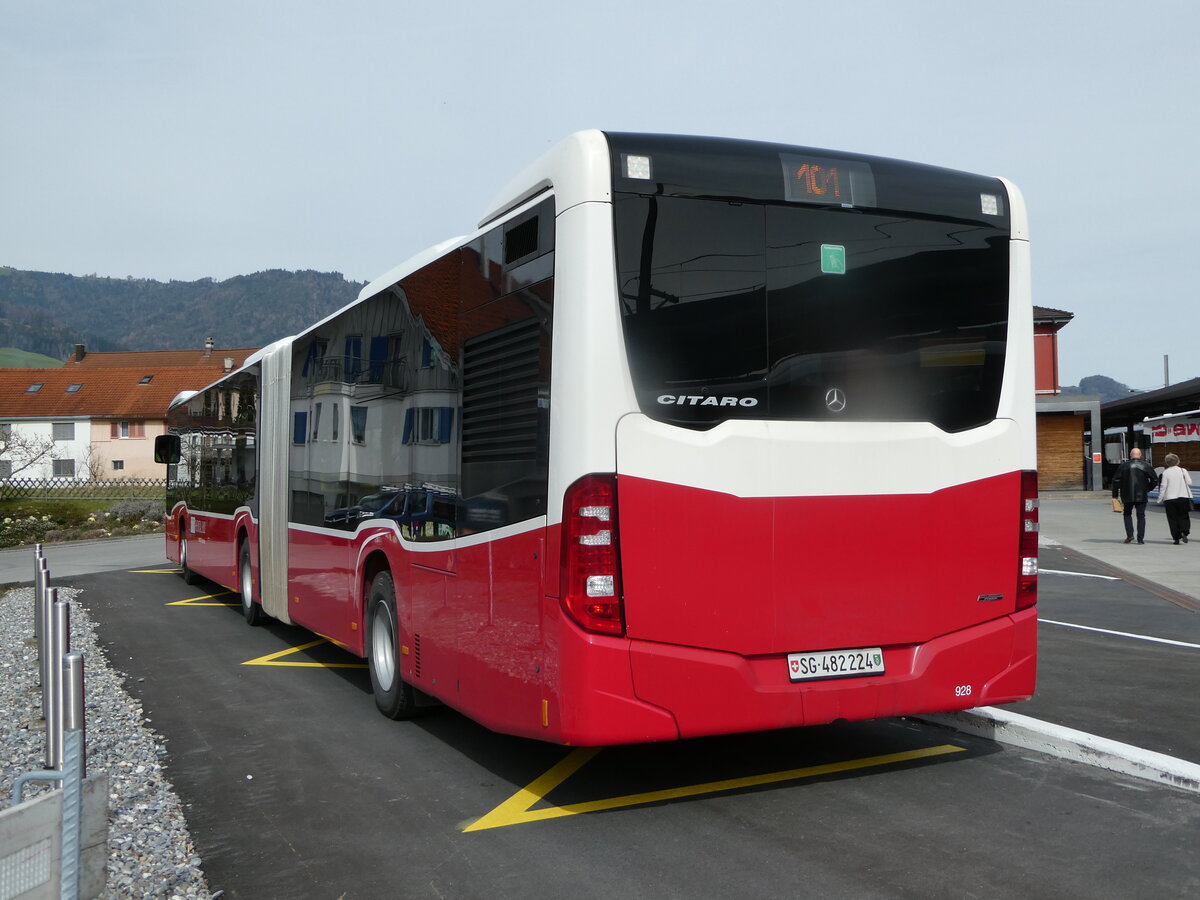 (247'332) - RTB Altst�tten - Nr. 928/SG 482'224 - Mercedes (ex Wiener Linien, A-Wien Nr. 8740) am 17. M�rz 2023 beim Bahnhof Altst�tten