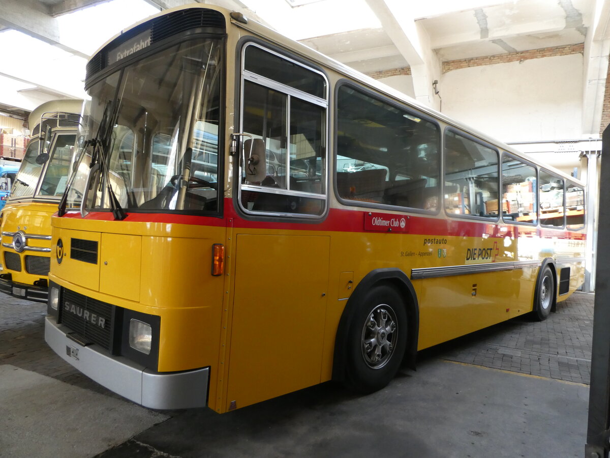 (247'353) - Oldtimer Club Saurer, Arbon - Saurer/T�scher (ex Schwizer, Goldach Nr. 2) am 17. M�rz 2023 in Arbon, Saurermuseum Depot