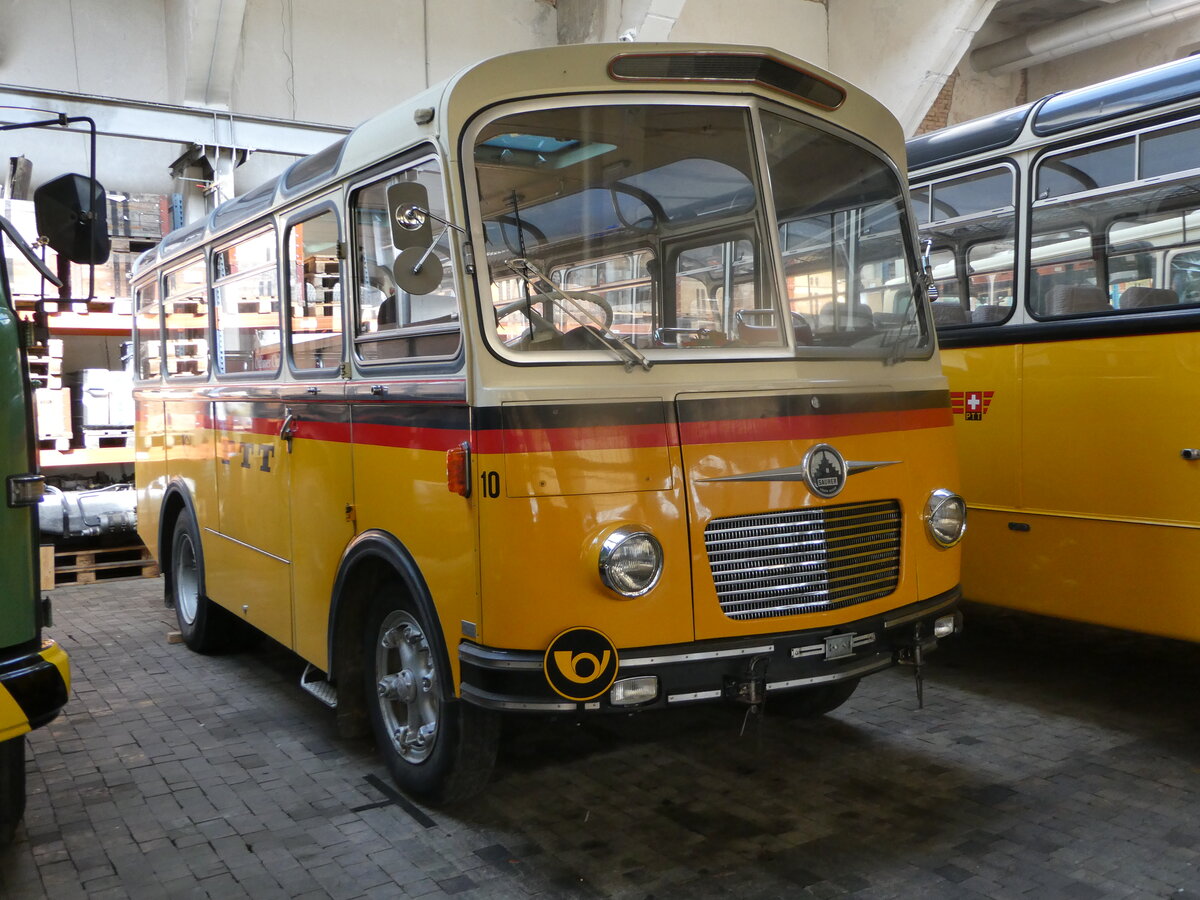 (247'355) - Oldtimer Club Saurer, Arbon - Nr. 10 - Saurer/R&J (ex Geiger, Adelboden Nr. 10) am 17. M�rz 2023 in Arbon, Saurermuseum Depot