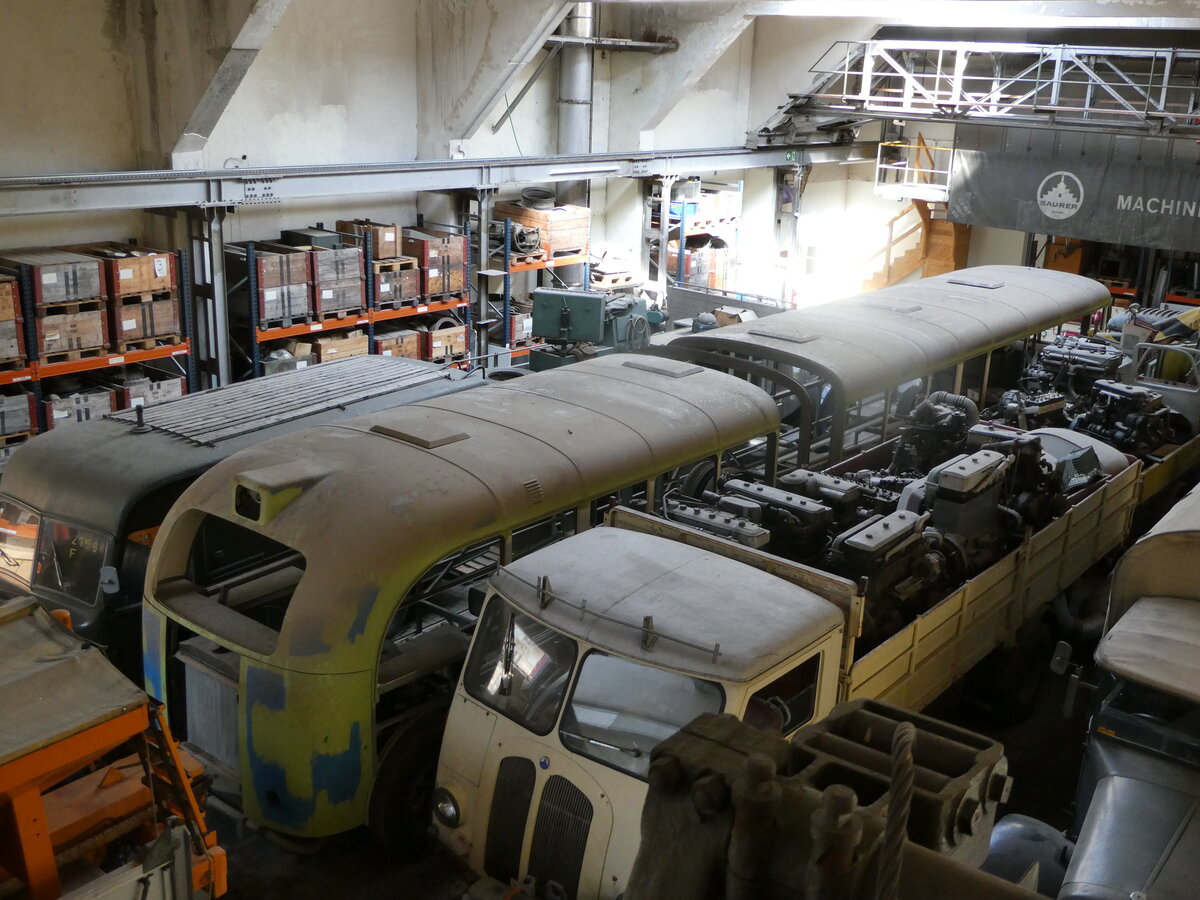 (247'369) - VBZ Z�rich (OCS) - Nr. 553 - Saurer/Saurer (ex Nr. 201) am 17. M�rz 2023 in Arbon, Saurermuseum Depot (1. Gelenkautobus der Schweiz!)