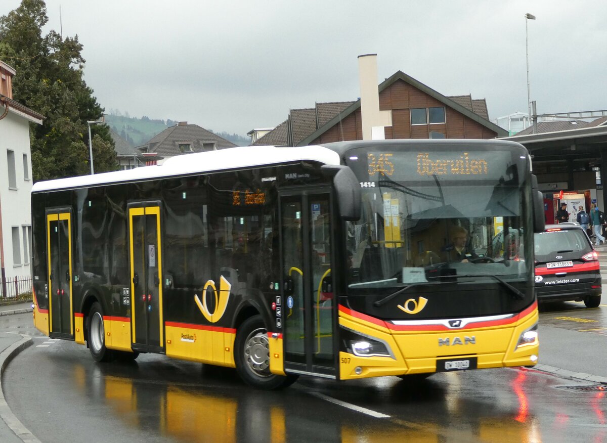 (247'583) - PostAuto Zentralschweiz - Nr. 507/OW 10'040/PID 11'414 - MAN (ex Nr. 7) am 24. M�rz 2023 beim Bahnhof Sarnen