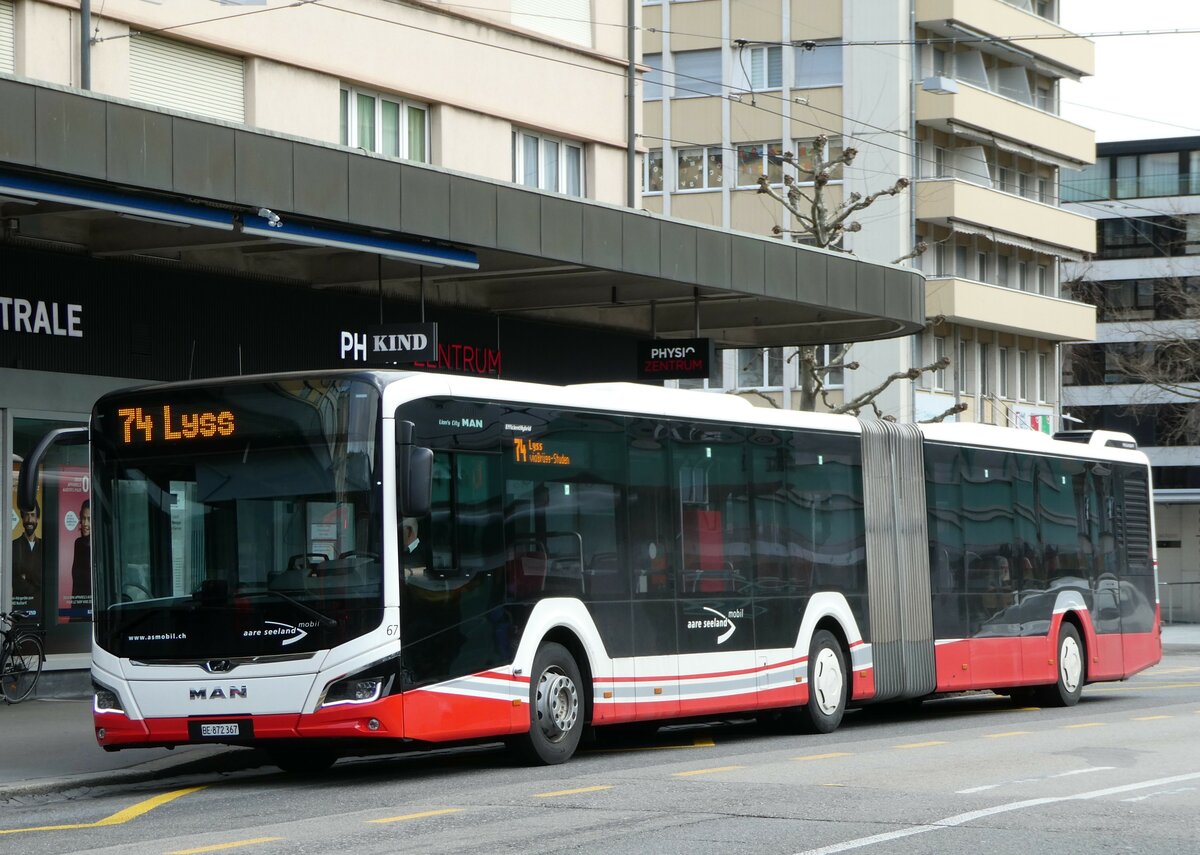 (247'633) - ASm Langenthal - Nr. 67/BE 872'367 - MAN am 25. M�rz 2023 beim Bahnhof Biel
