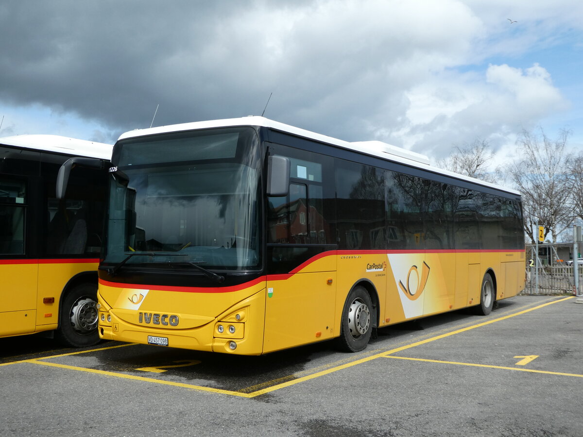 (247'671) - CarPostal Ouest - VD 457'098/PID 11'226 - Iveco am 25. M�rz 2023 in Yverdon, Garage