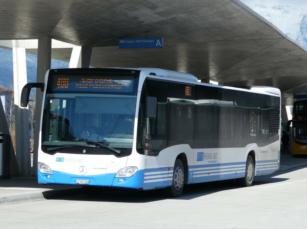 (247'780) - RTB Altst�tten - Nr. 31/SG 309'368 - Mercedes am 28. M�rz 2023 beim Bahnhof Buchs