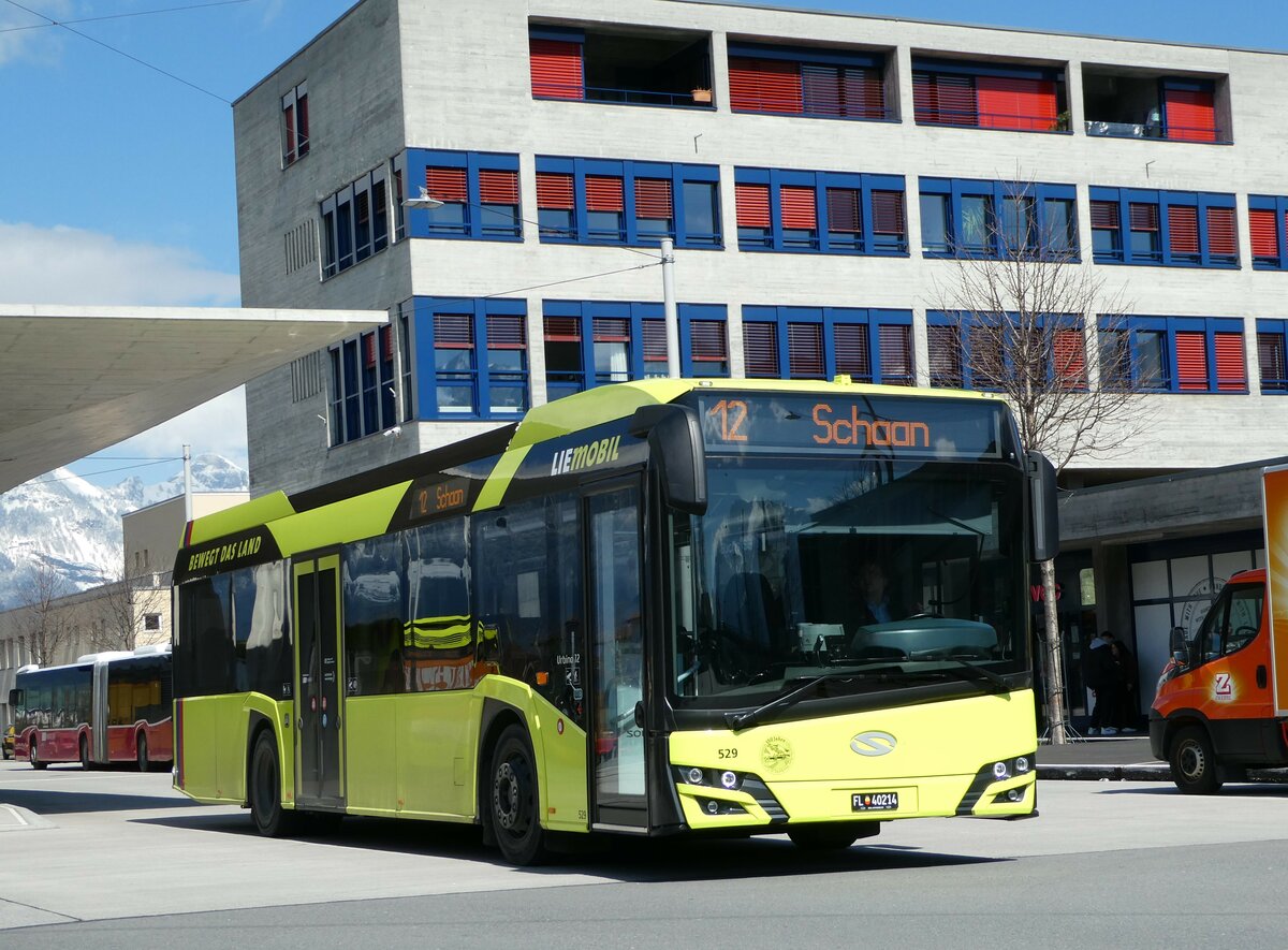 (247'781) - Aus Liechtenstein: BOS PS Anstalt, Vaduz - Nr. 529/FL 40'214 - Solaris am 28. M�rz 2023 beim Bahnhof Buchs