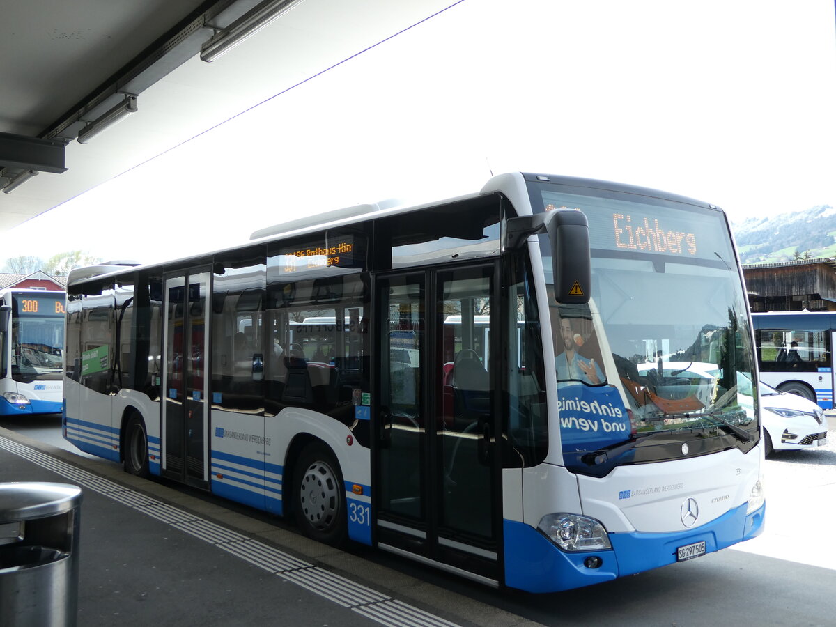 (247'794) - BSW Sargans - Nr. 331/SG 297'505 - Mercedes am 28. M�rz 2023 beim Bahnhof Altst�tten