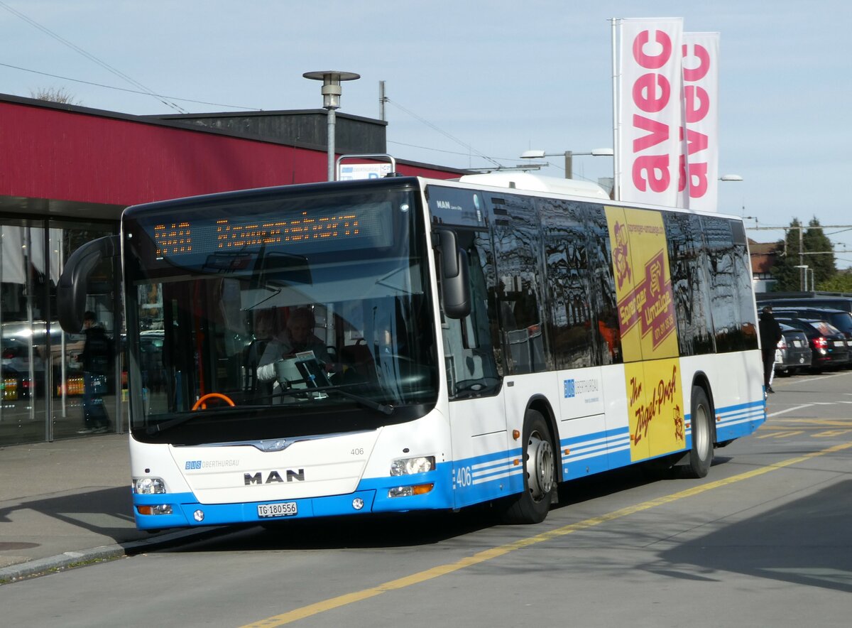 (247'830) - BOTG Amriswil - Nr. 406/TG 180'556 - MAN (ex Nr. 2) am 28. M�rz 2023 beim Bahnhof Amriswil